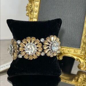 Ann Taylor Bracelet with Champagne Petals and Large Clear Crystals* see details